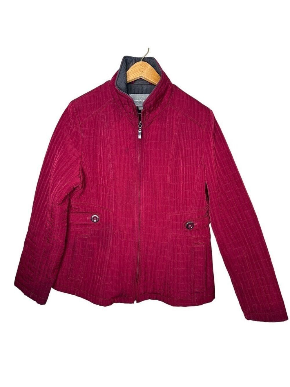 Johnston & Murphy Women's Quilted Jacket Red Full Zip Lightweight Size Large